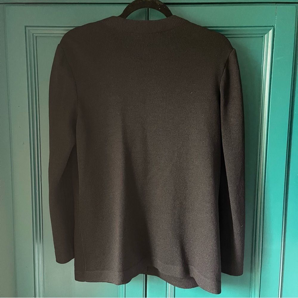 St. John Basics Black Gold Button Cardigan Sweater Small Classic Knit Luxury - Picture 2 of 7